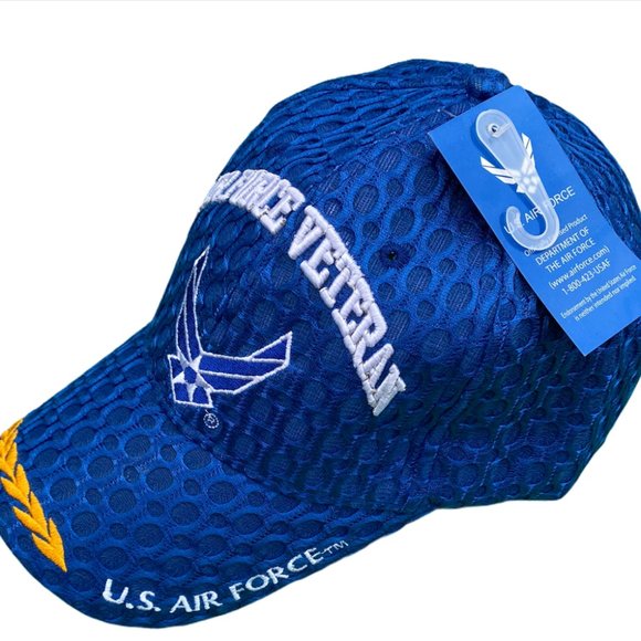 US Air Force Veteran Baseball Cap – Adjustable Mesh Hat With Veteran Patch (Khaki) - View #6
